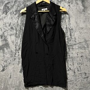 BB Dakota Womens Black Sleeveless‎ Tuxedo Style Vest Blazer Size 8